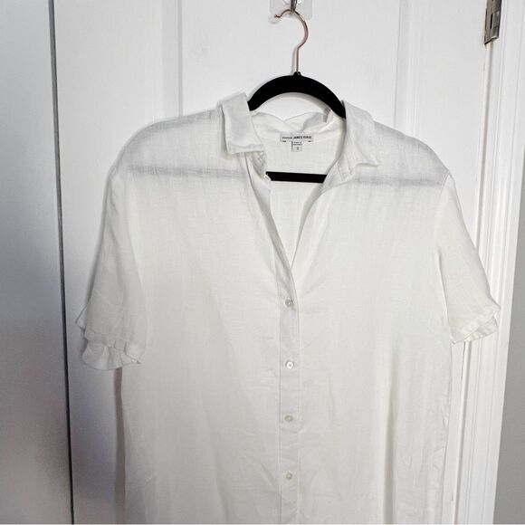 JAMES PERSE 100% Linen Mini Shirtdress White Size 2 Medium - Picture 4 of 10